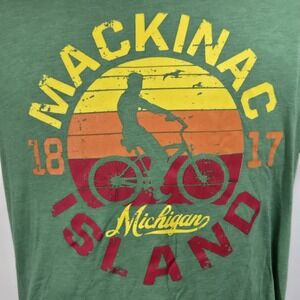 Mackinac Island Michigan‎ T Shirt Mens L Green Graphic Print Short Sleeve